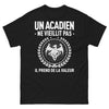 T-shirt Acadien noir - Un Acadien ne vieillit pas, il prend de la valeur
