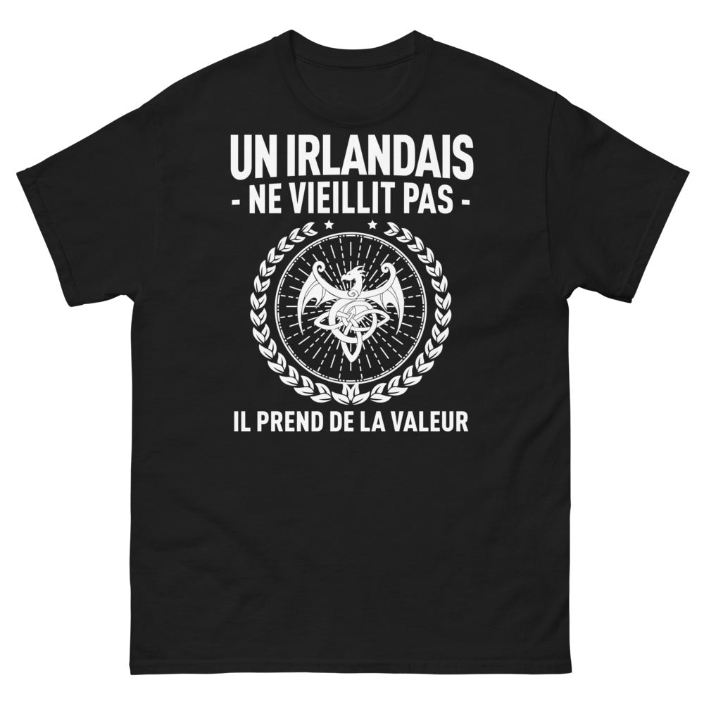 T-shirt Irlandais noir - Un Irlandais qui ne vieillit jamais