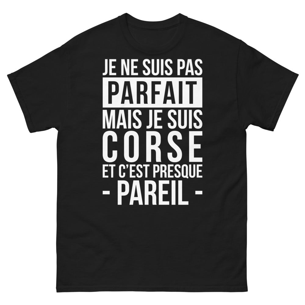 T-shirt Corse noir - Je ne suis pas parfait mais je suis Corse