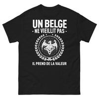 Thumbnail for T-shirt Belgique noir - Un Belge ne vieillit pas, il prend de la valeur