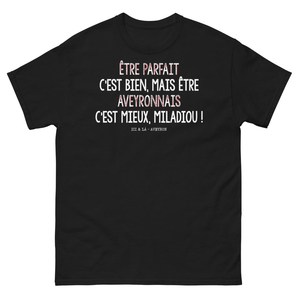T-shirt Aveyronnais noir - Être parfait c'est bien, mais être Aveyronnais c'est mieux