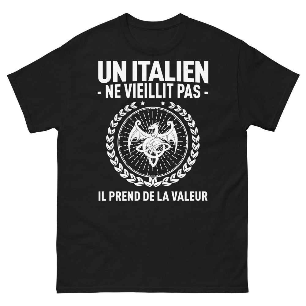 T-shirt Italie noir - Ne vieillit pas, prend de la valeur