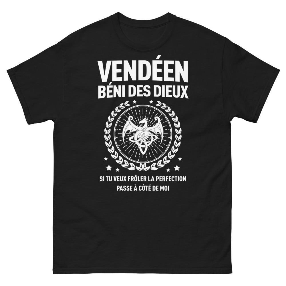 T-shirt Vendéen noir - Béni des dieux, un clin d'œil humoristique