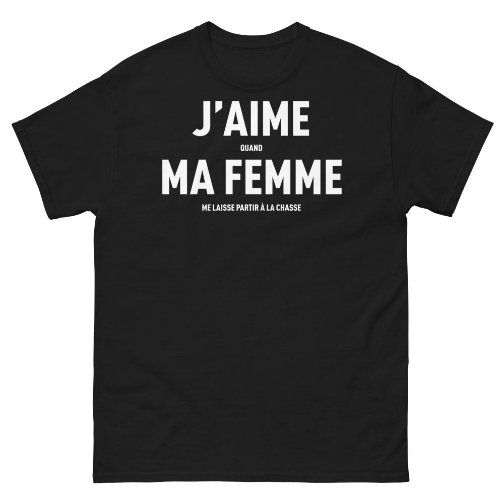 T-shirt Chasseurs Heureux noir - J'aime quand ma femme me laisse partir