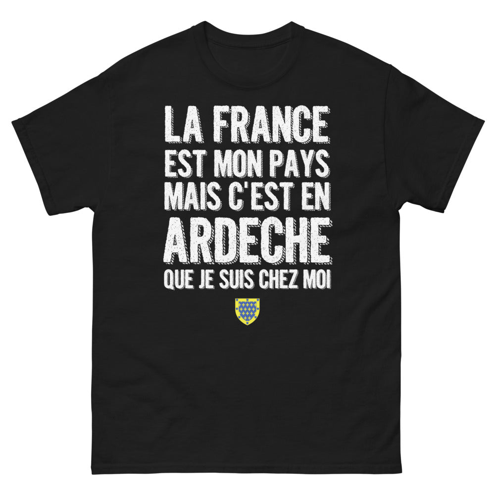 T-shirt Ardèche noir - La France est mon Pays
