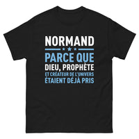 Thumbnail for T-shirt Normand noir - Parce que Dieu, prophète et créateur de l'univers étaient déjà pris
