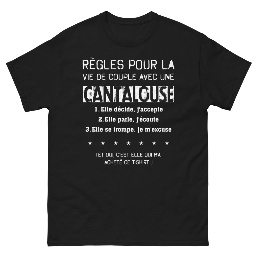 T-shirt Catalan noir - Règles pour la vie de couple humoristiques