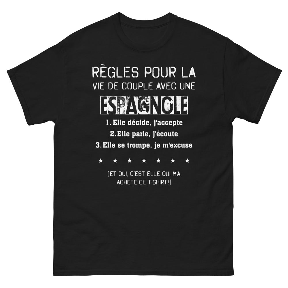 T-shirt Espagne noir - Une Espagnole décide, et vous acceptez !