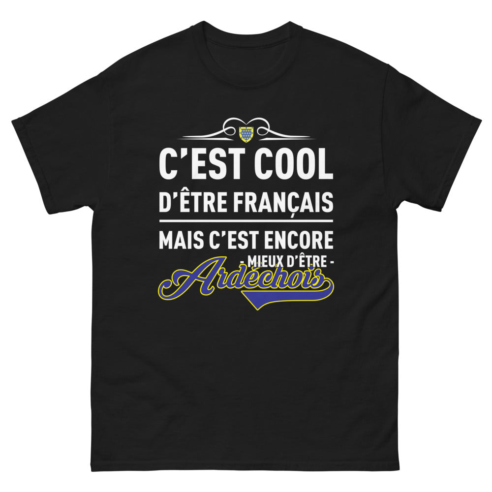 T-shirt Ardèche noir - Fierté régionale en coton