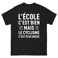 Thumbnail for T-shirt cycliste noir - L'école c'est bien mais le cyclisme c'est mieux