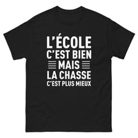 Thumbnail for T-shirt Chasse noir - L'école c'est bien mais la chasse c'est plus mieux