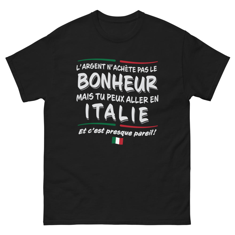T-shirt Italie noir - L'argent n'achète pas le bonheur, vacances en vue