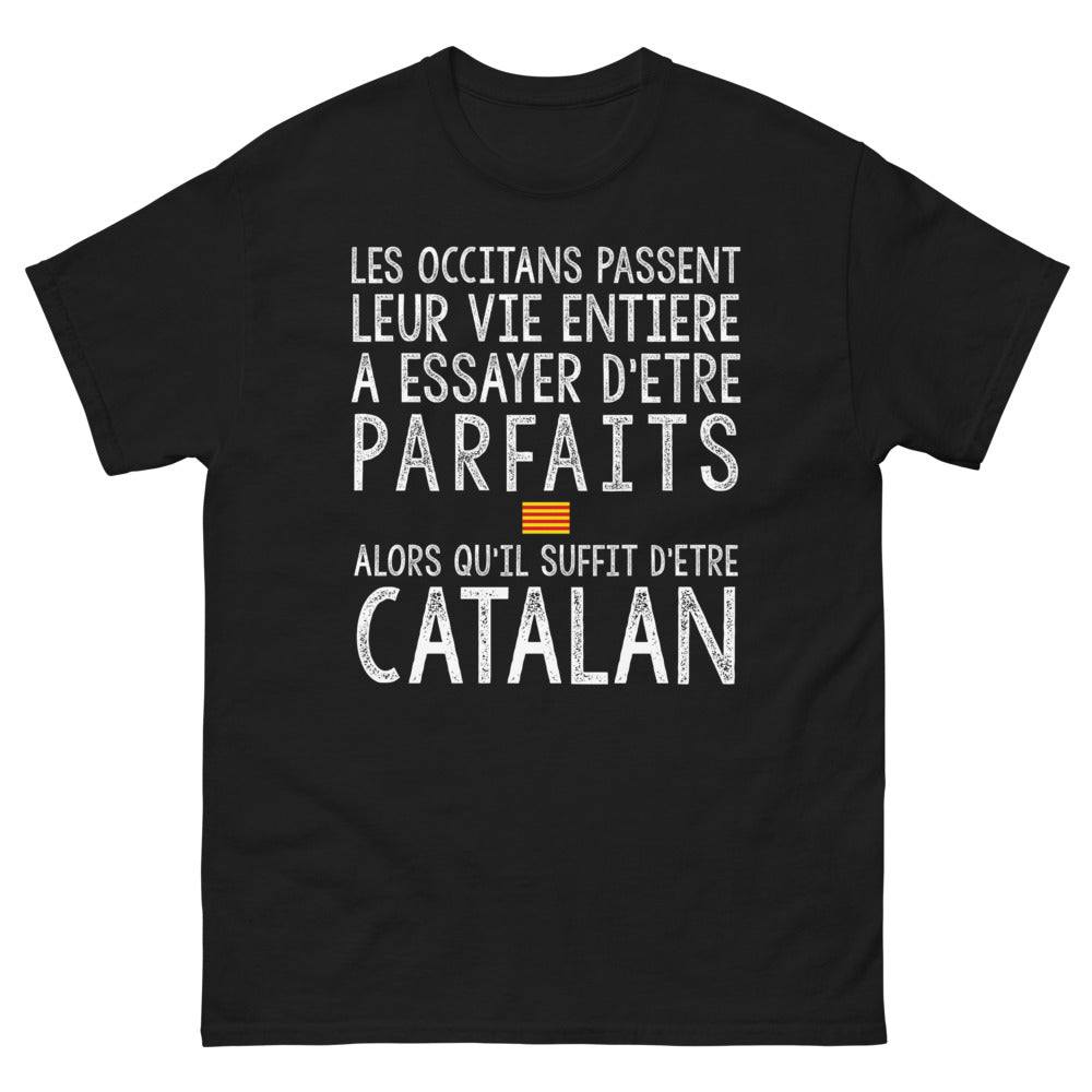 T-shirt occitan noir - Les occitans passent leur vie entière