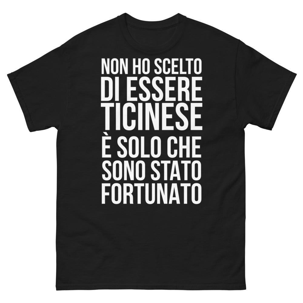 T-shirt Ticinese nero - Orgoglio svizzero con humor