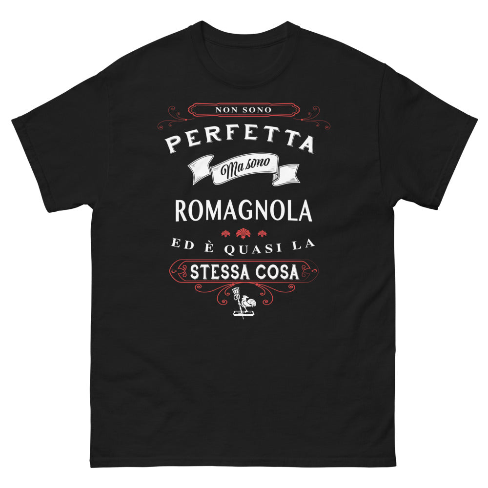 T-shirt Romagnola noir - Non sono perfetta ma sono Romagnola face