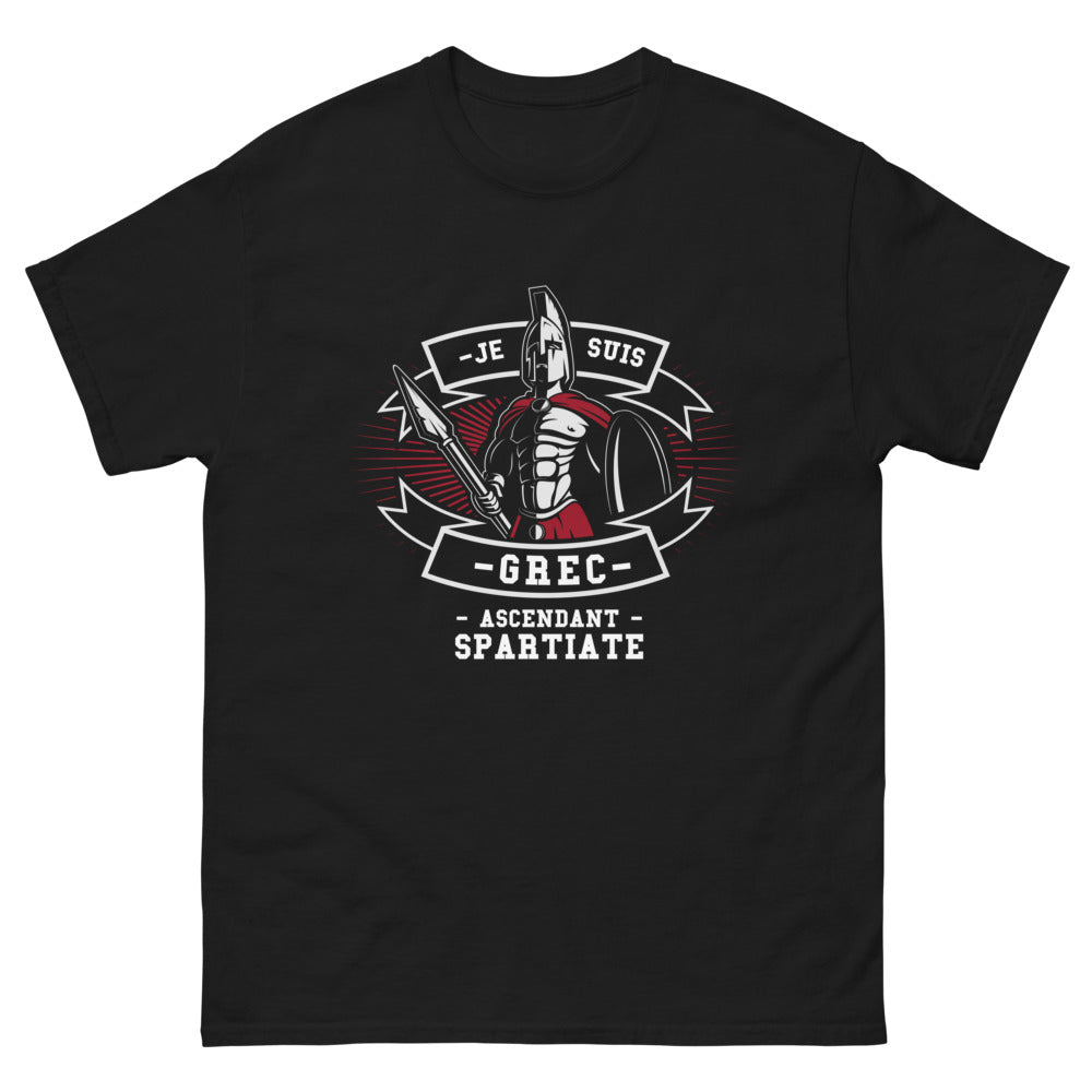 T-shirt Grec noir - Je suis Grec, Ascendant Spartiate