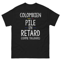Thumbnail for T-shirt Colombien noir - Pile en retard comme toujours