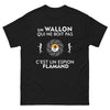 T-shirt Wallon noir - Un Wallon qui ne boit pas, espion flamand