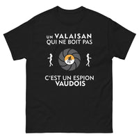 Thumbnail for T-shirt Valaisan noir - Un Valaisan qui ne boit pas c'est un espion vaudois