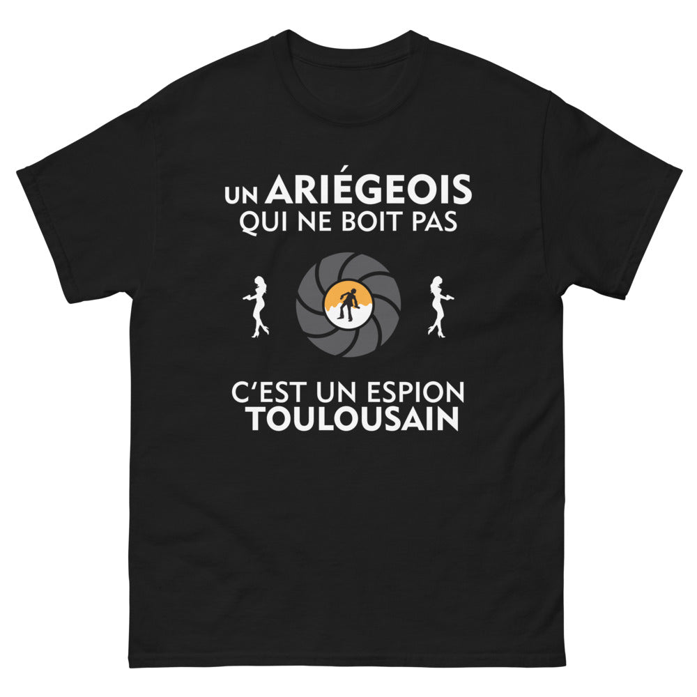 T-shirt Ariège noir - Un Ariegeois qui ne boit pas, c'est un espion Toulousain