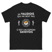 Thumbnail for T-shirt Vaudois noir - Un Vaudois qui ne boit pas, c'est un espion genevois