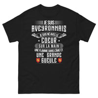 Thumbnail for T-shirt Aveyronnais noir - Je suis né avec le cœur sur la main