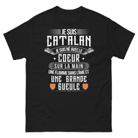 Thumbnail for T-shirt Catalan noir - Je suis né avec le cœur sur la main