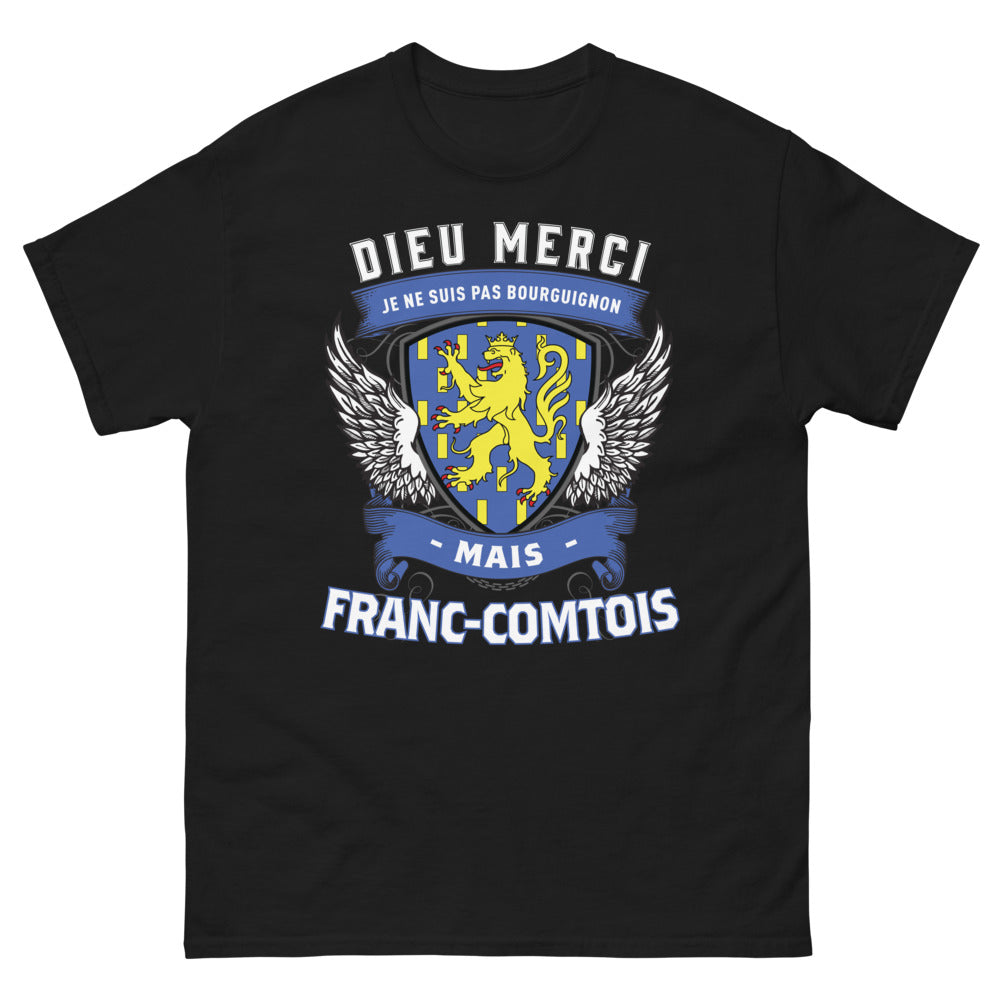 T-shirt Franche-Comté noir - Dieu merci je ne suis pas bourguignon