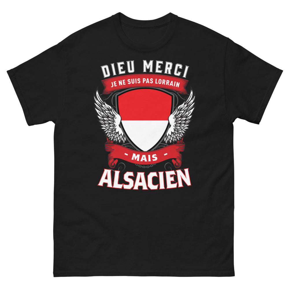 T-shirt Alsace noir - Dieu Merci, Je Ne Suis Pas Lorrain