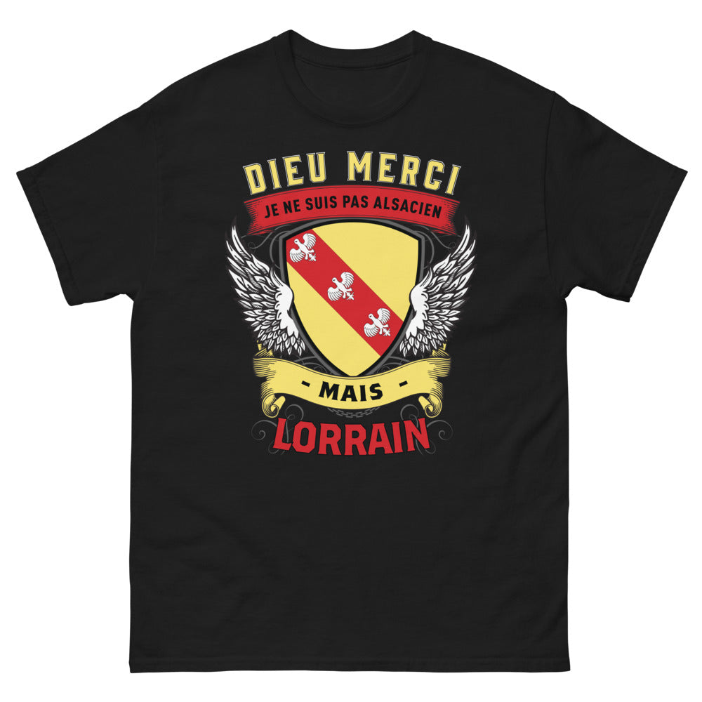 T-shirt Lorraine noir - Dieu merci, je ne suis pas Alsacien