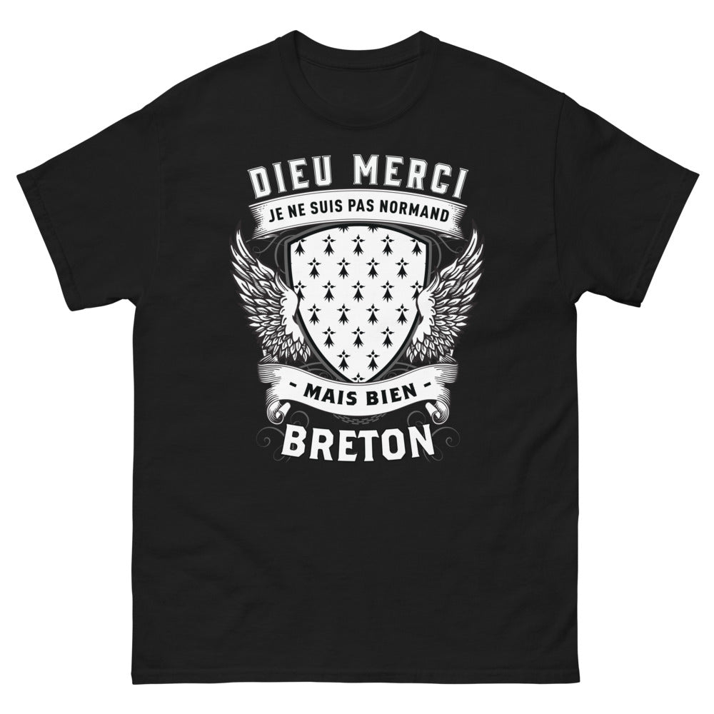 T-shirt Bretagne noir - Dieu merci je ne suis pas normand