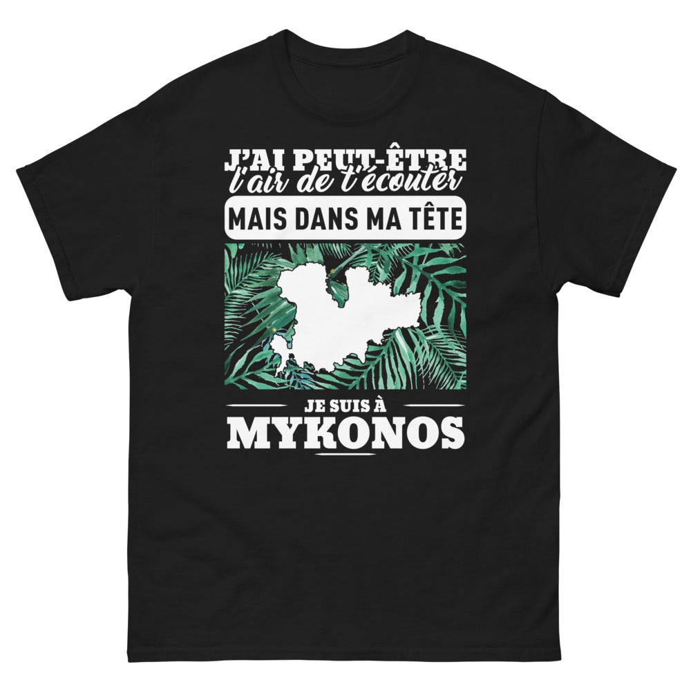 T-shirt Mykonos noir - J'ai peut-être l'air de t'écouter