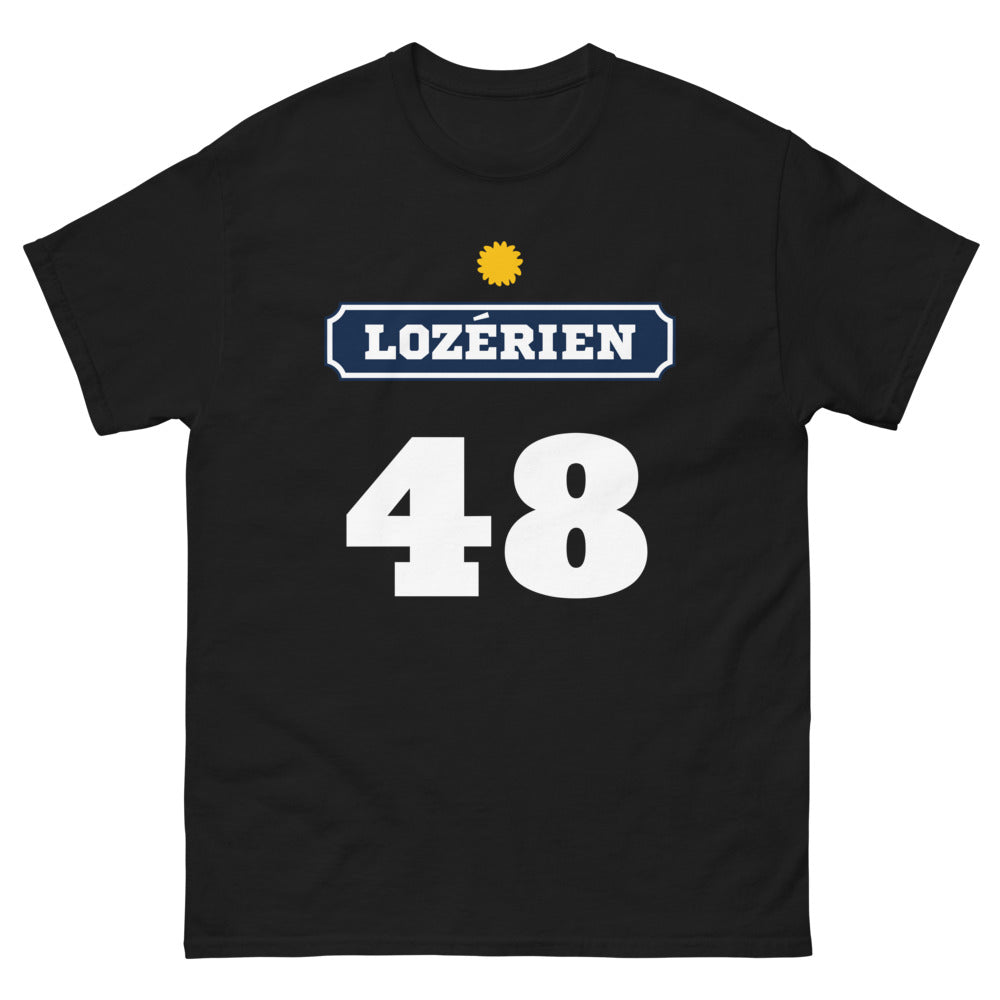 T-shirt Lozérien noir - texte nostalgique sur les origines
