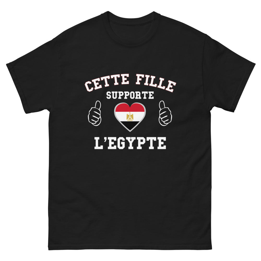 T-shirt Égypte noir - Fille qui Supporte l'Égypte