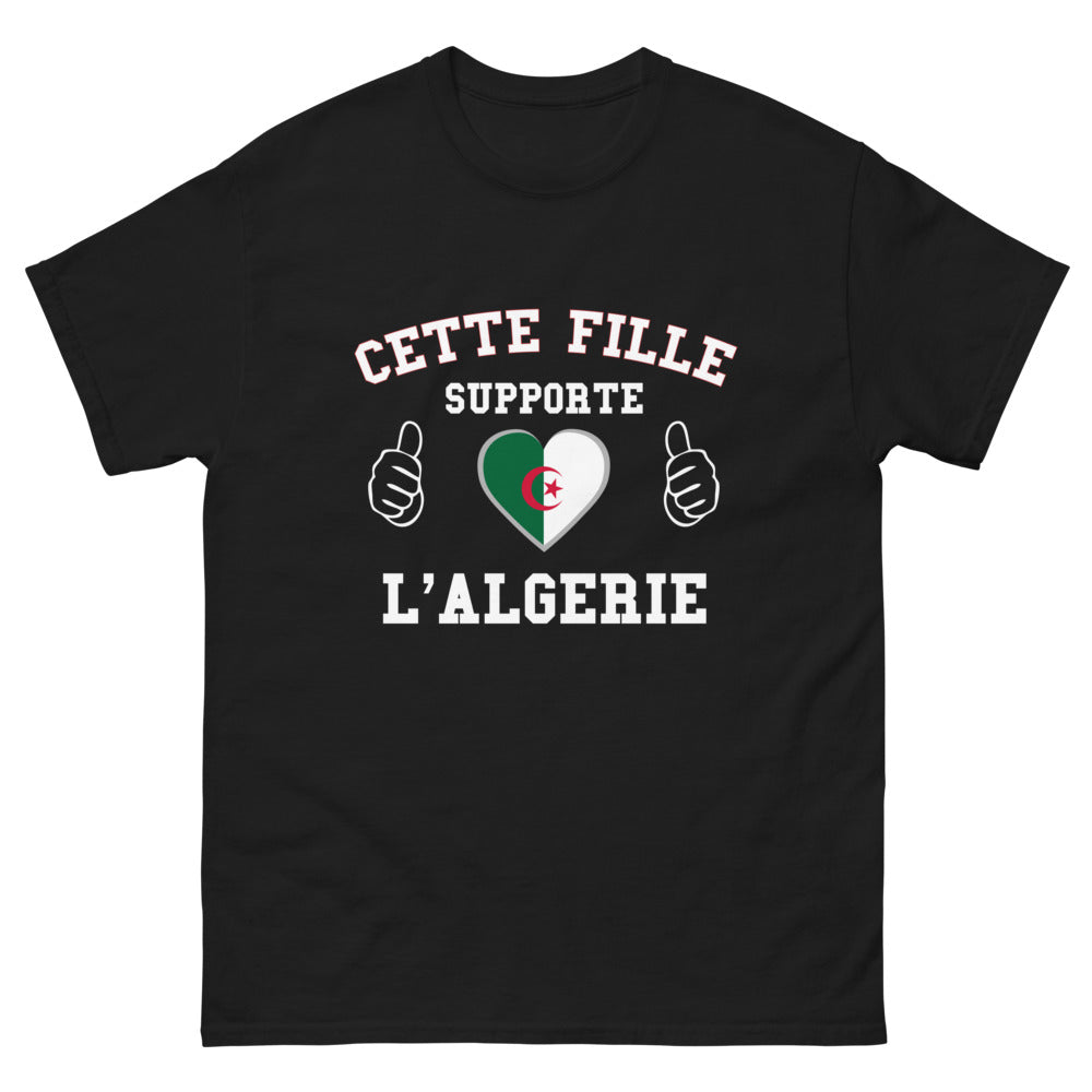 T-shirt Algérie noir - Cette fille supporte l'Algérie