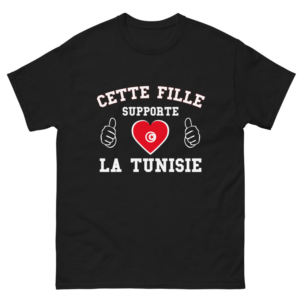 T-shirt Tunisie noir - Cette fille supporte la Tunisie