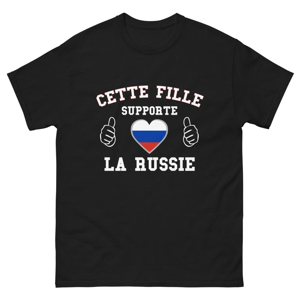 T-shirt Russie noir - Cette fille soutient la Russie
