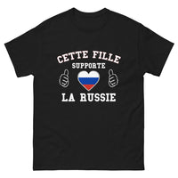 Thumbnail for T-shirt Russie noir - Cette fille soutient la Russie