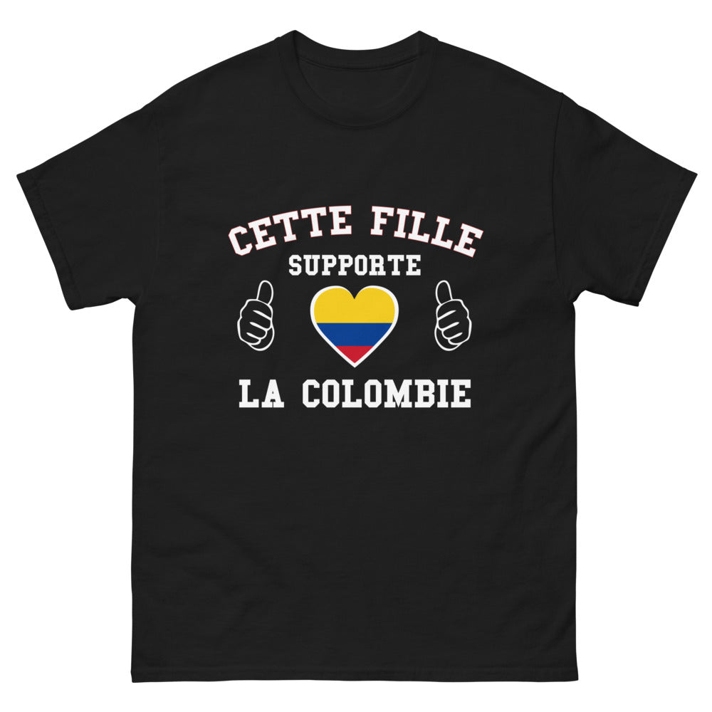 T-shirt Colombie noir - Cette fille supporte la Colombie