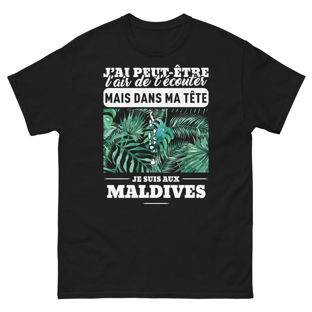 T-shirt Maldives noir - J'ai peut-être l'air de t'écouter