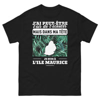 Thumbnail for T-shirt Île Maurice noir - J'ai peut-être l'air de t'écouter