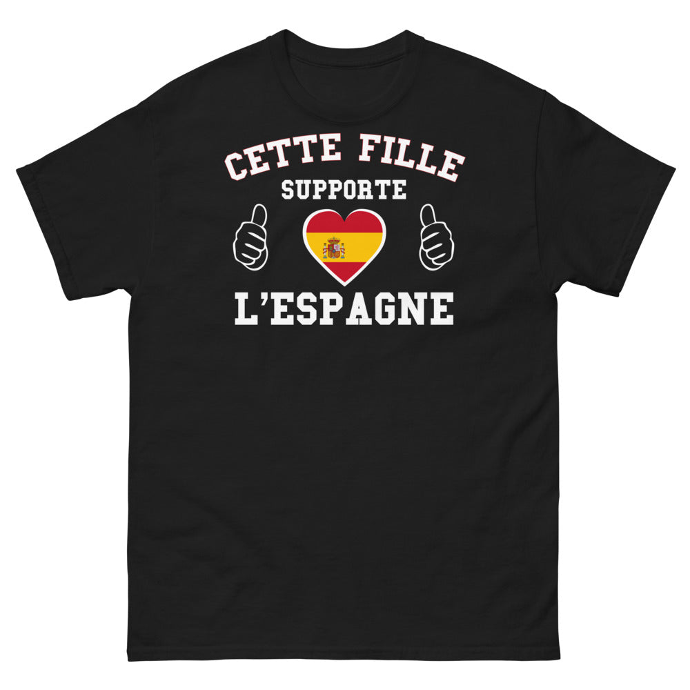 T-shirt Espagne noir - Fille qui supporte l'Espagne