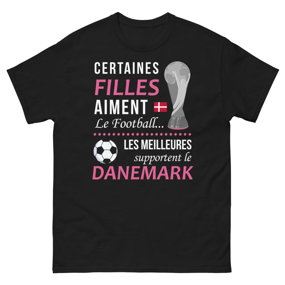 T-shirt Danemark noir - Certaines filles aiment le football