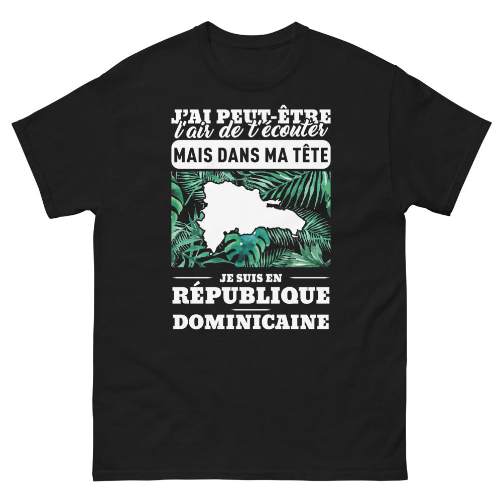 T-shirt République Dominicaine noir - Écoute sélective humoristique