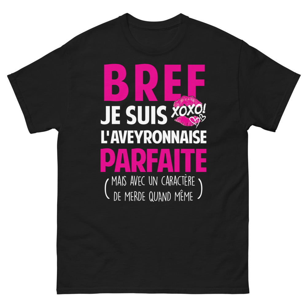 T-shirt Aveyron noir - Aveyronnaise parfaite avec humour
