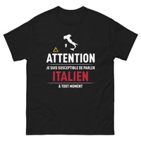 Thumbnail for T-shirt Italie noir - Attention, je suis susceptible de parler italien
