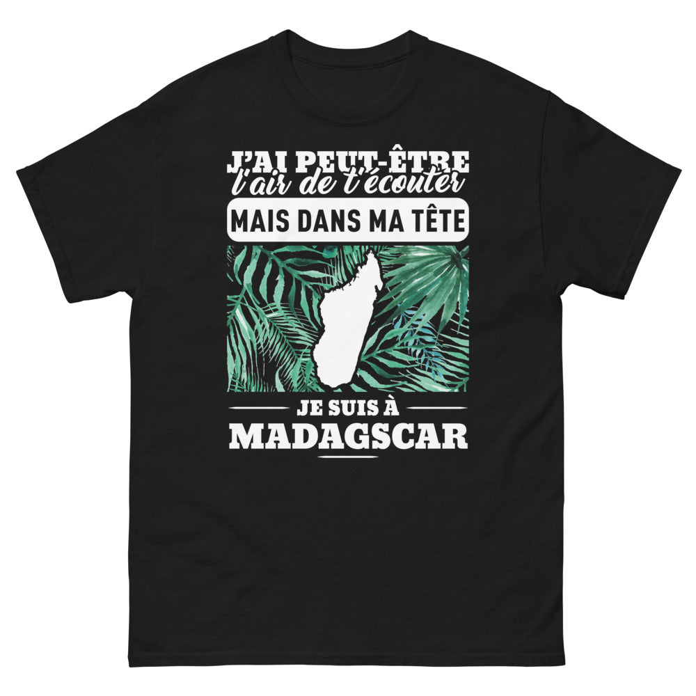 T-shirt Madagascar noir - J'ai peut-être l'air de t'écouter