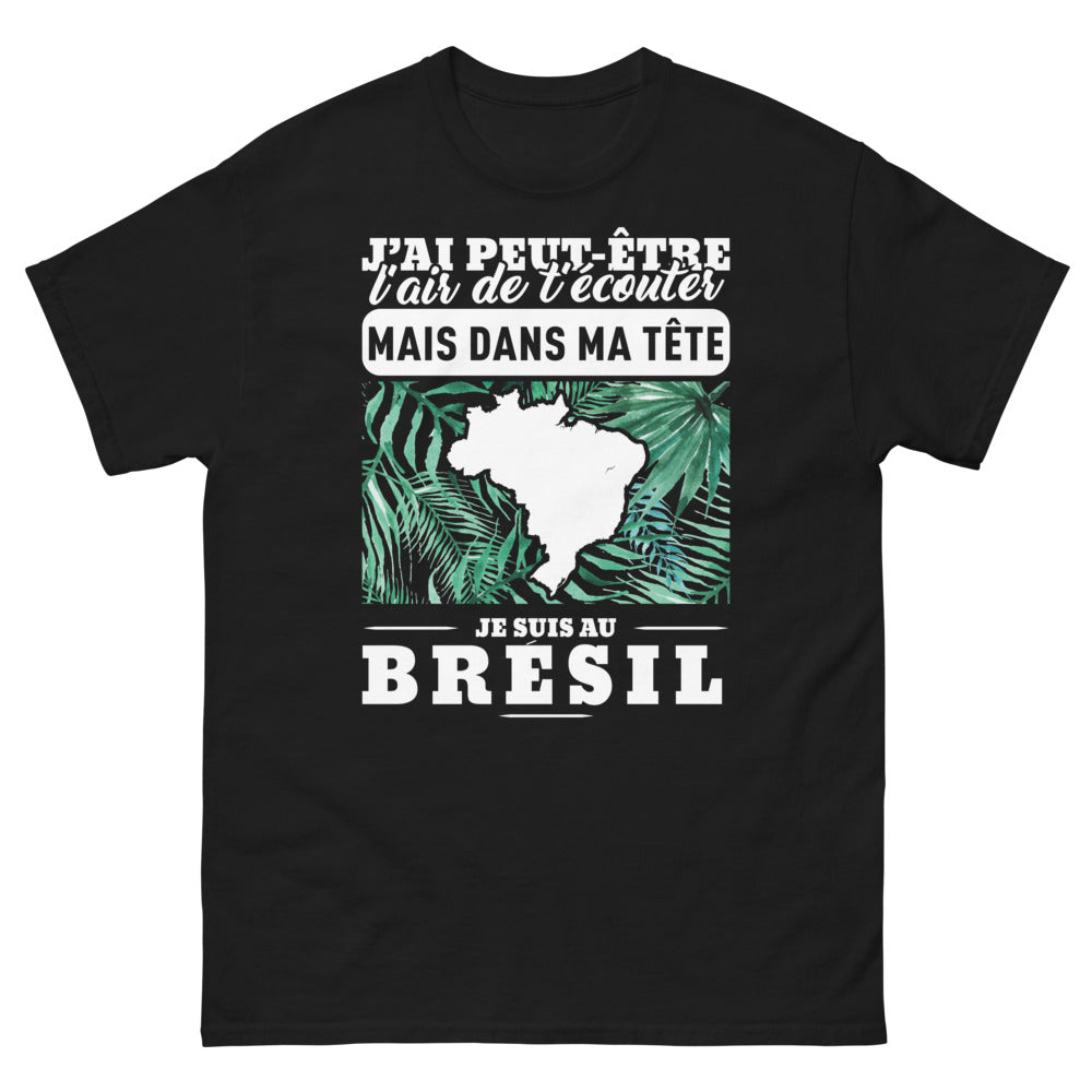 T-shirt Brésil noir - J'ai peut-être l'air de t'écouter