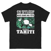 Thumbnail for T-shirt Tahiti noir - J'ai peut-être l'air de t'écouter