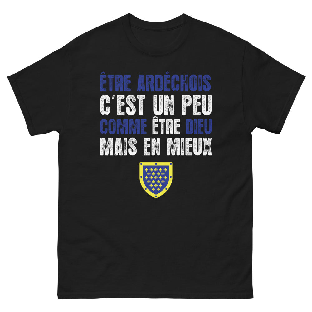 T-shirt Ardèche noir - Être Dieu, mais en mieux